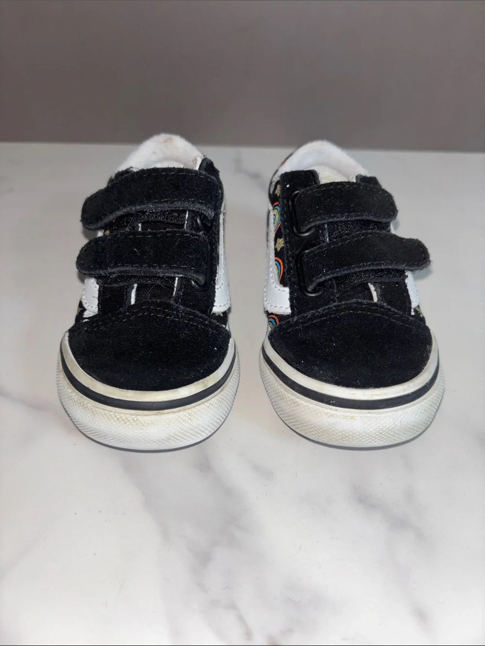 Vans Kids Black Sneakers with Rainbow & Cloud Print